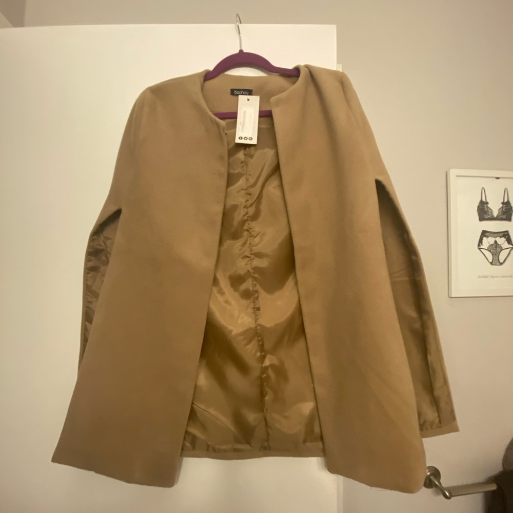 Boohoo Camel Wool Cape
